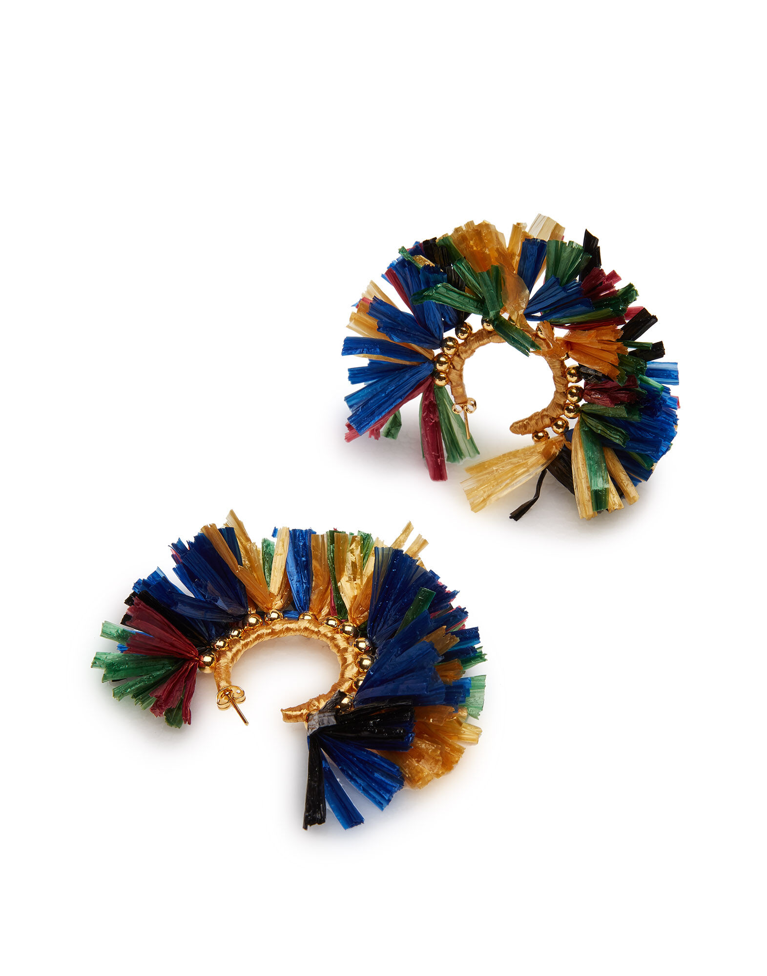 La DoubleJ Hoop Earrings Multicolor Blu/Verde EAR0023RAF001MUL0028