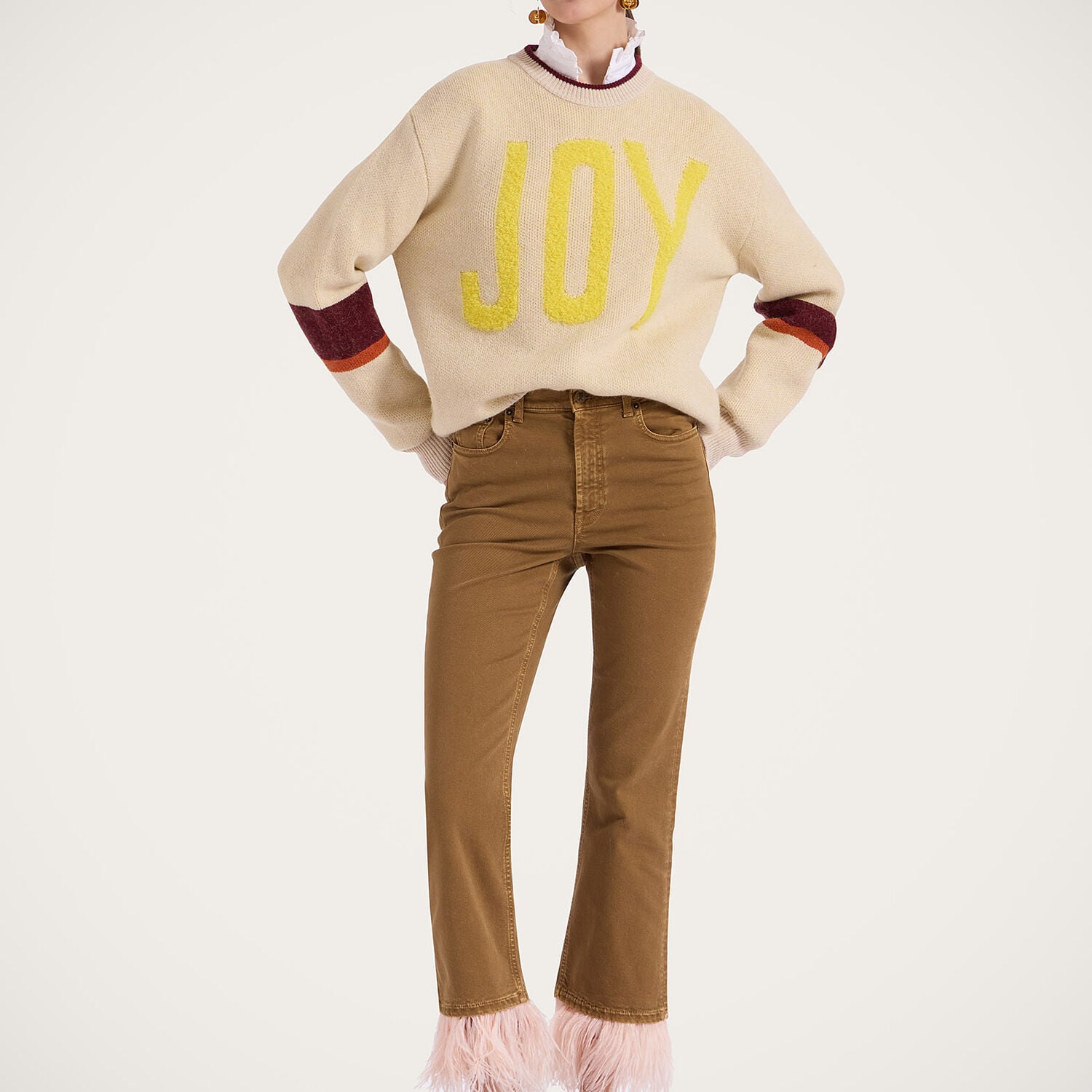  La Doublej Knitwear Women - Joy Sweater Color Block Beige & Yellow L 65% Wool 18% Mohair 11% Polyamide 6% Cashmere 