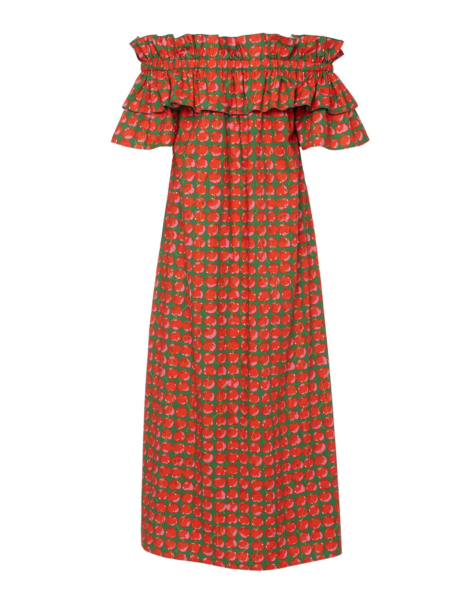 La DoubleJ Breakfast Dress Green Cherries DRE0331COT001CHY0001