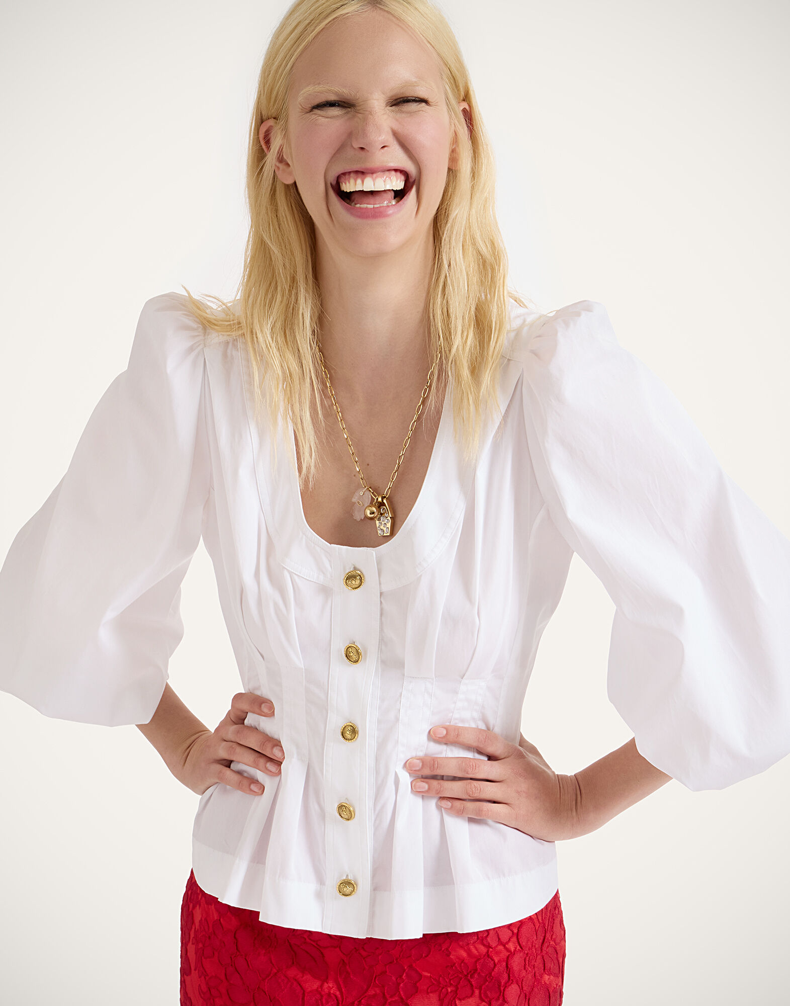 La DoubleJ Primrose Shirt Solid White SHI0122COT064SOLIDWH01