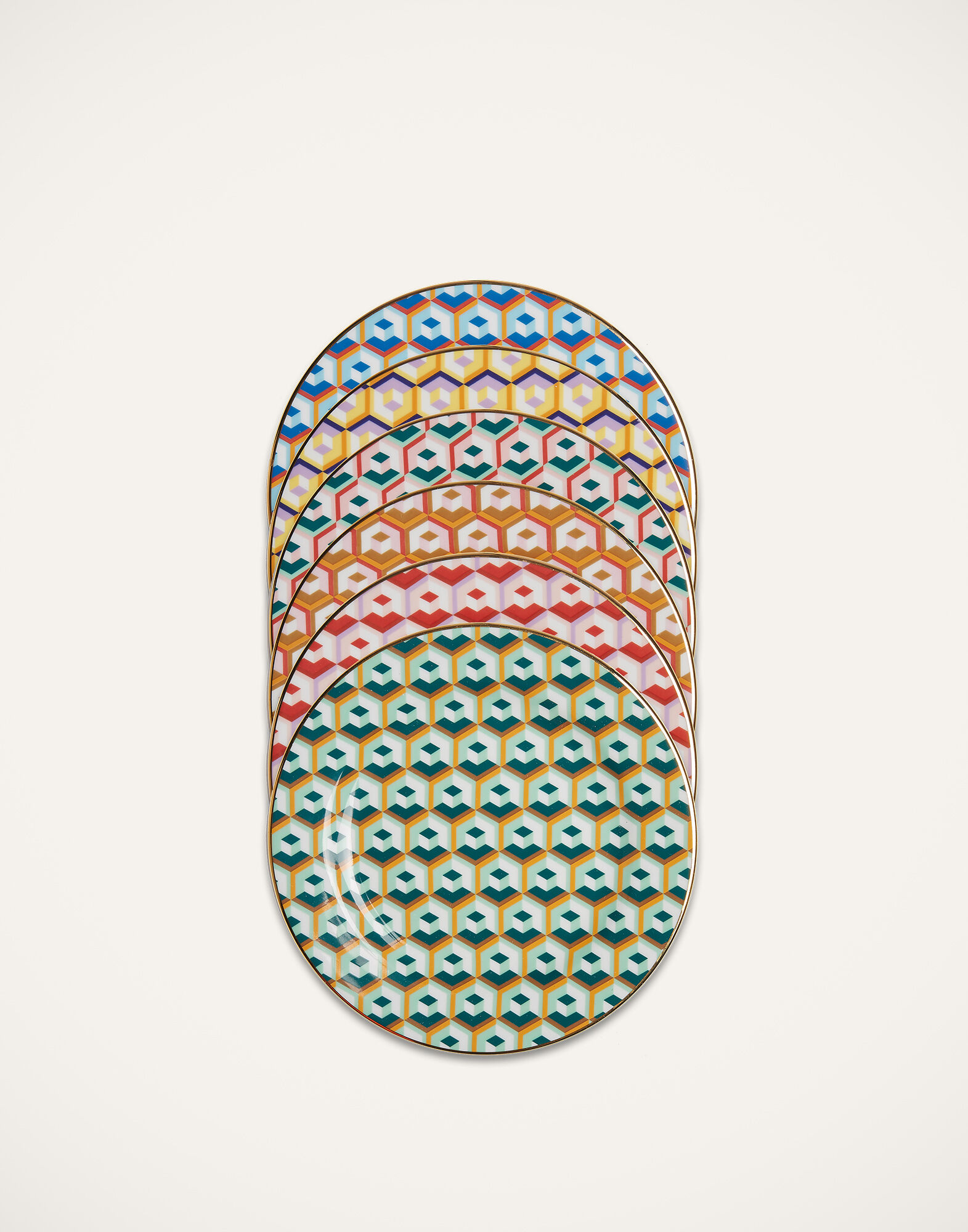 La DoubleJ Dessert Plate Set of 6 Cubi Mix DIS0058CER001CUB0012