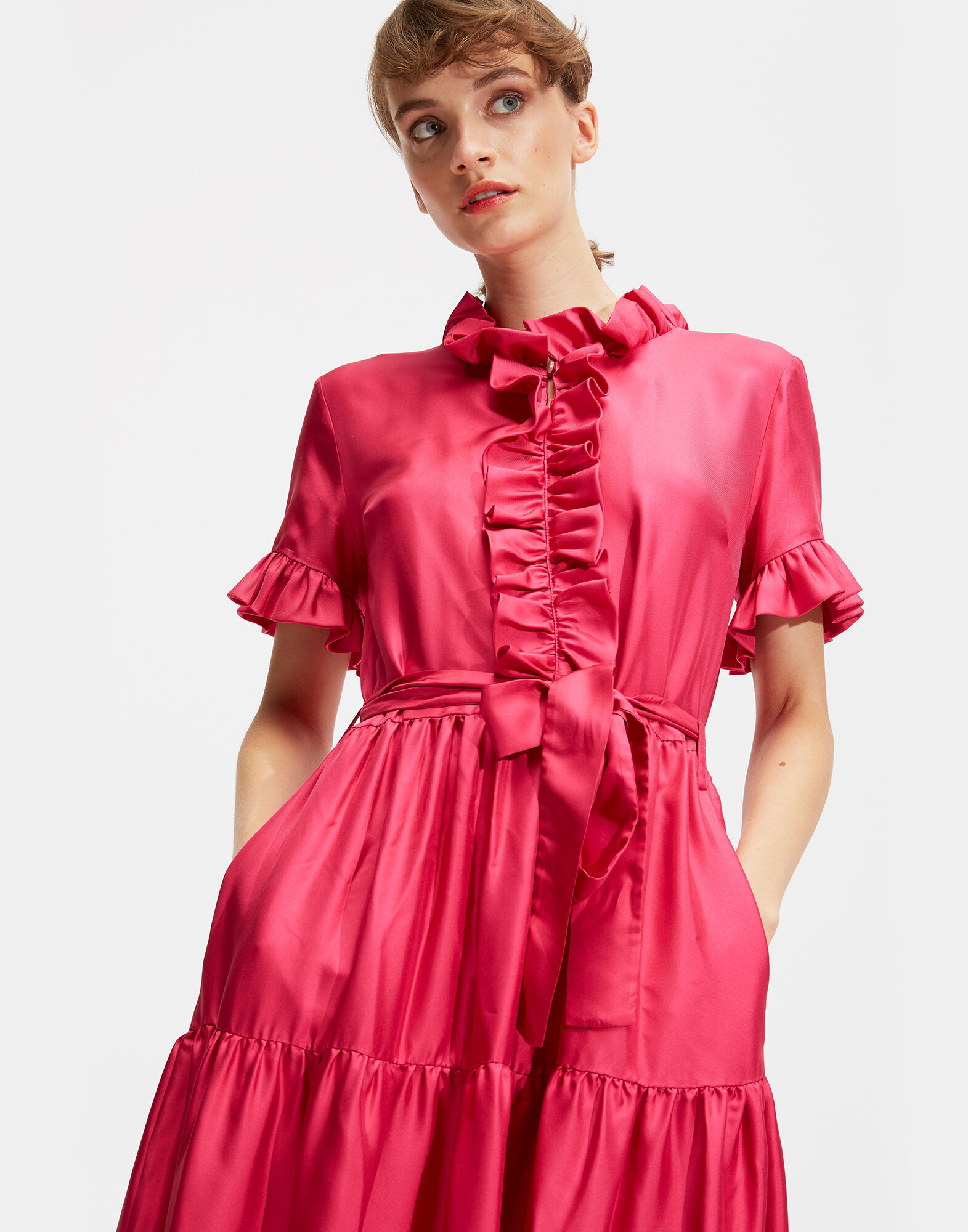 LaDoubleJ Long & Sassy Dress Solid Magenta DRE0017SIL001FUC0001