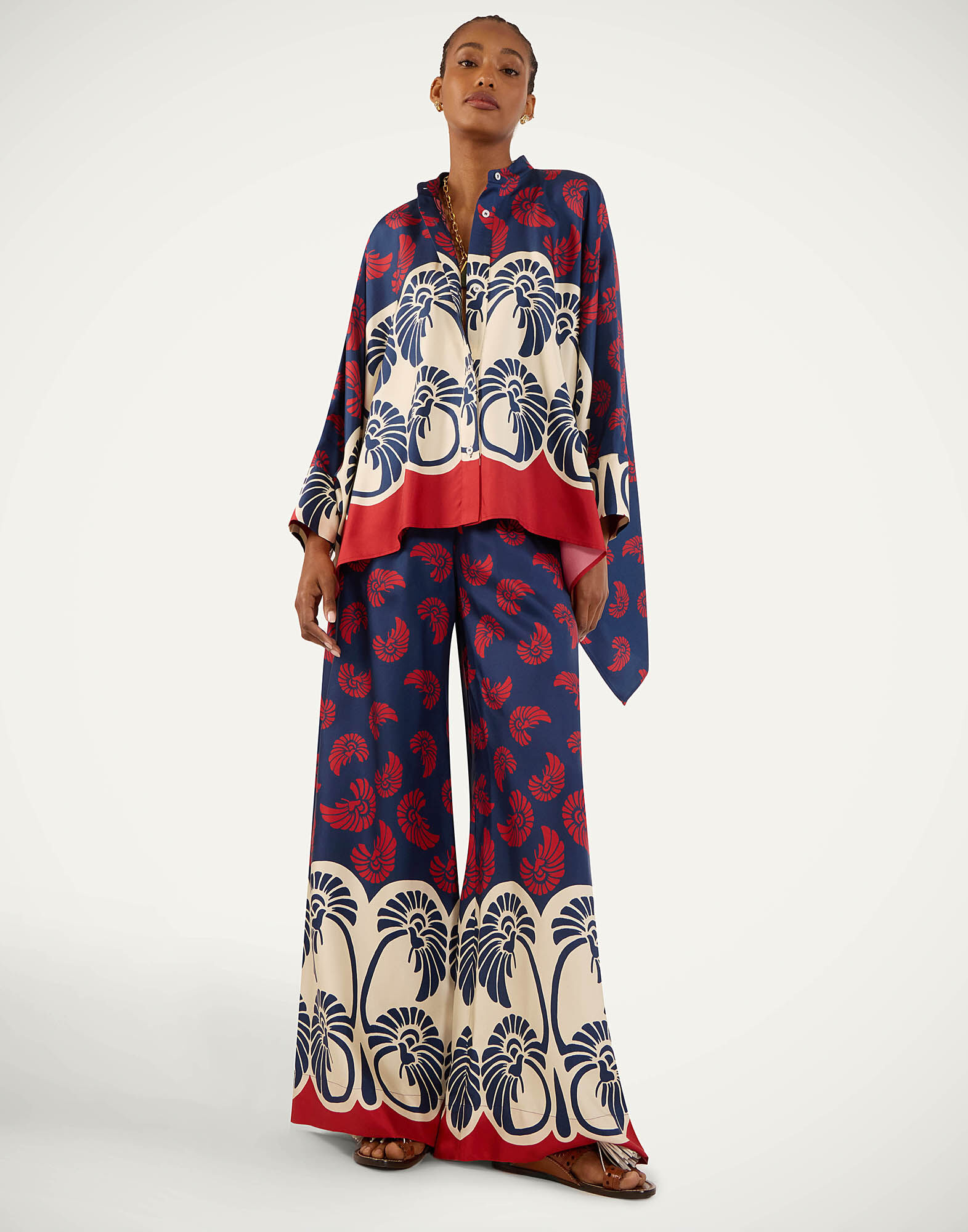 La DoubleJ Palazzo Pants Palmetto Plac&eacute;e TRO0003SIL001PIG01BU06