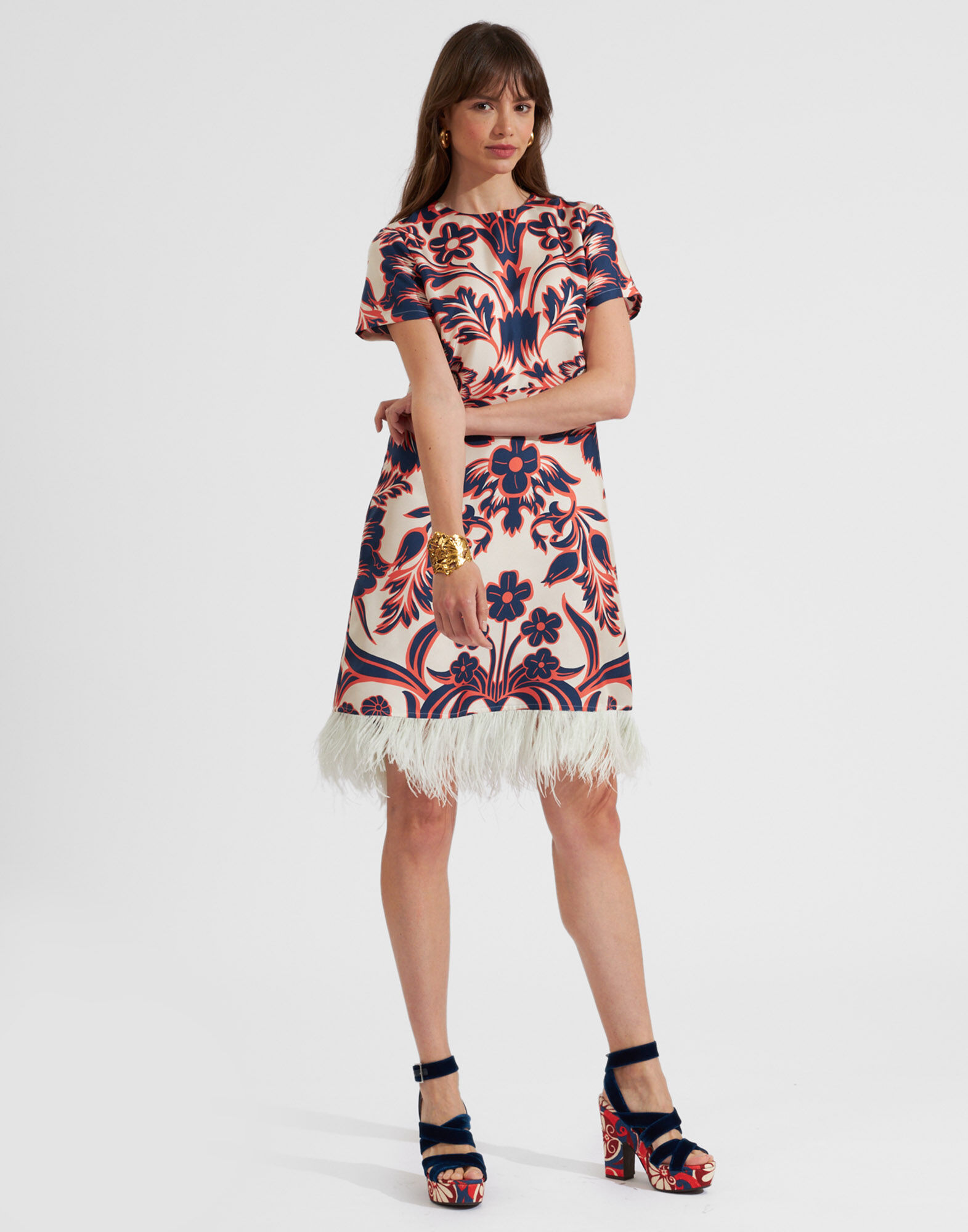 La DoubleJ Mini Swing Dress (With Feathers) Va-Va Plac&eacute;e White DRE0397SIL001VAV01WH01