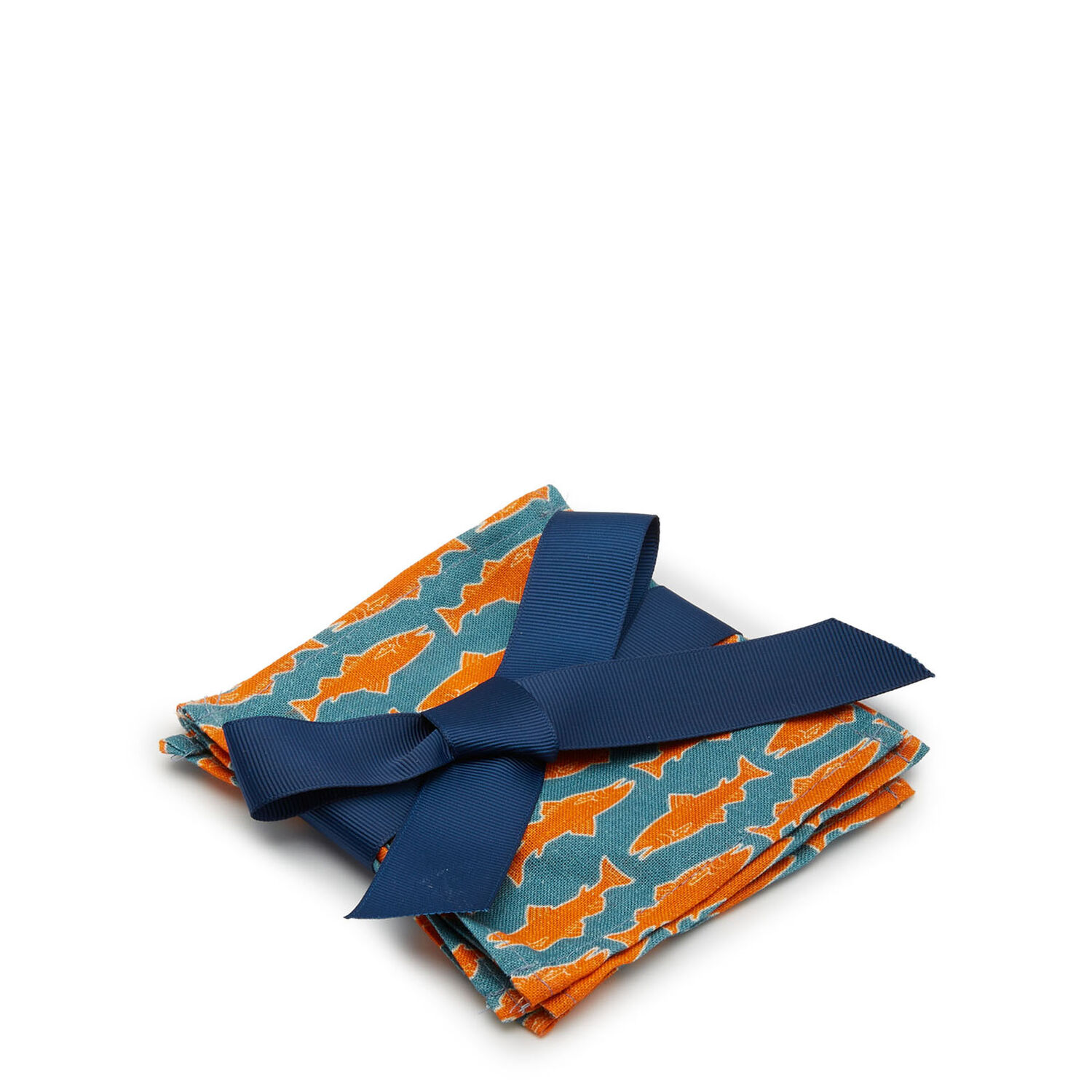 La Doublej Small Napkins Set Of 4 In Como Fish Blue Small