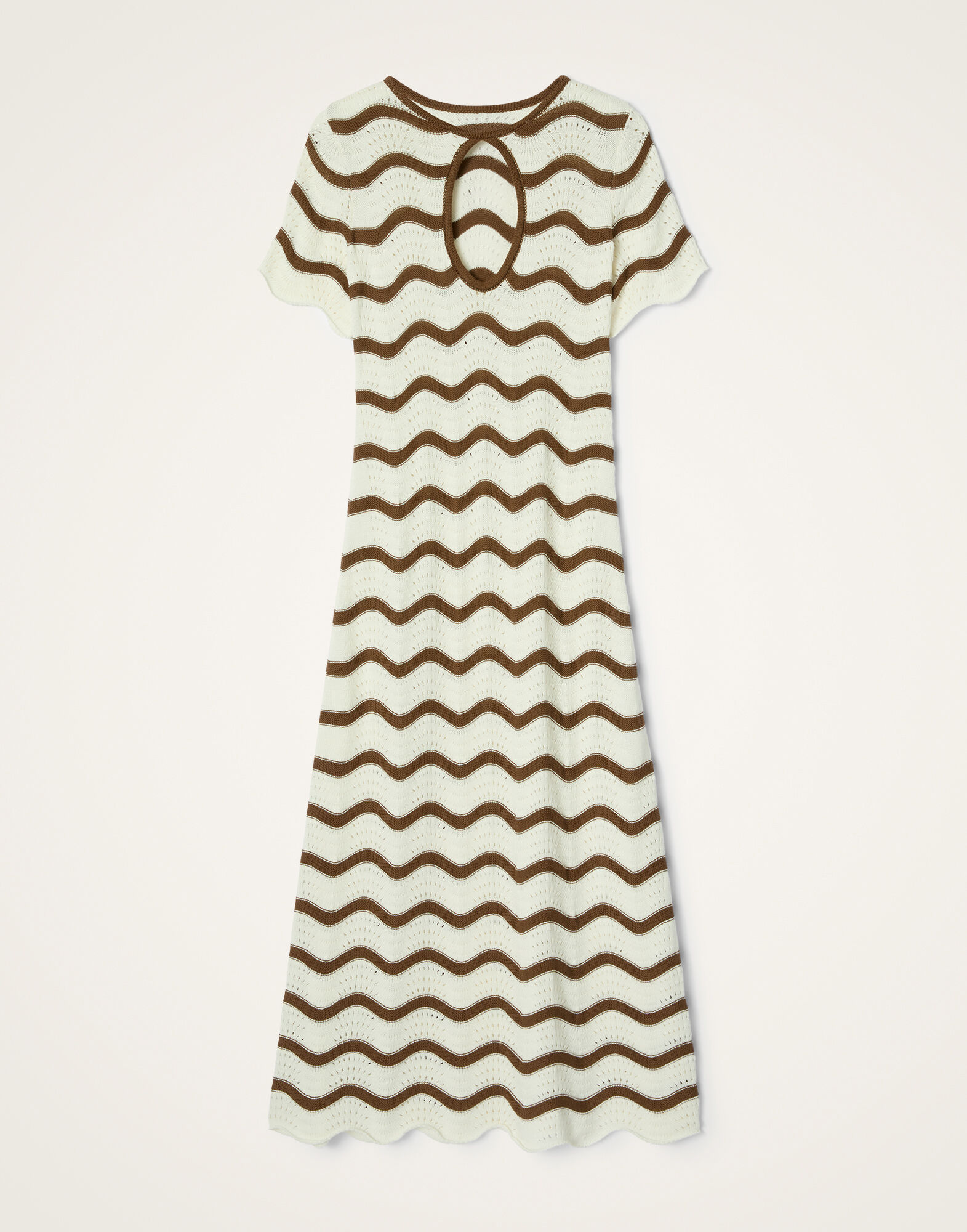 La DoubleJ Wavy Swing Dress Bicolor White & Chocolate DRE1045KNI203VA494WH01