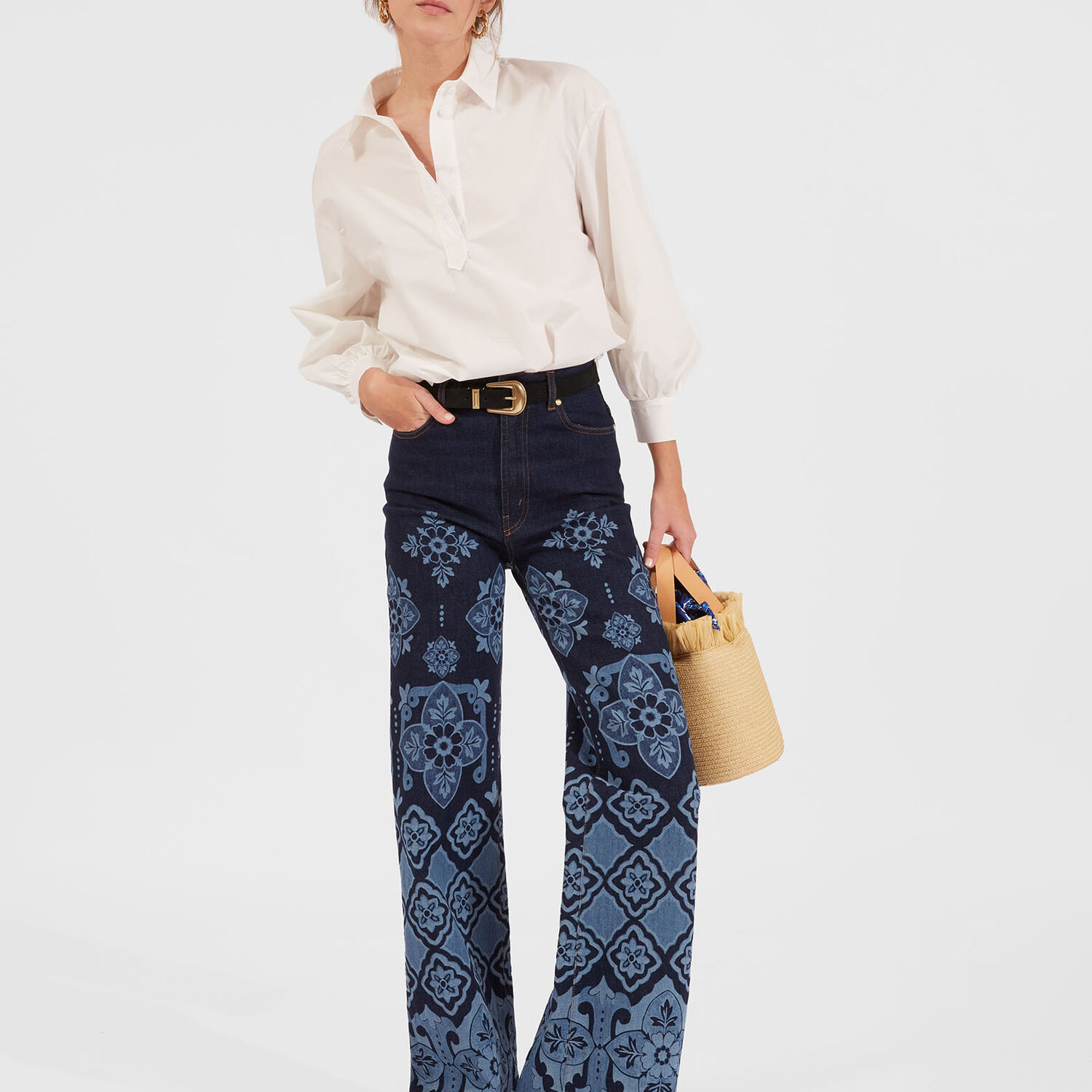 La Doublej Flare Jeans In Partenope Navy