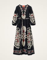 La DoubleJ Viviana Dress La DoubleJ Viviana Dress Medallion Placée Black DRE0716COT056MED01BL01