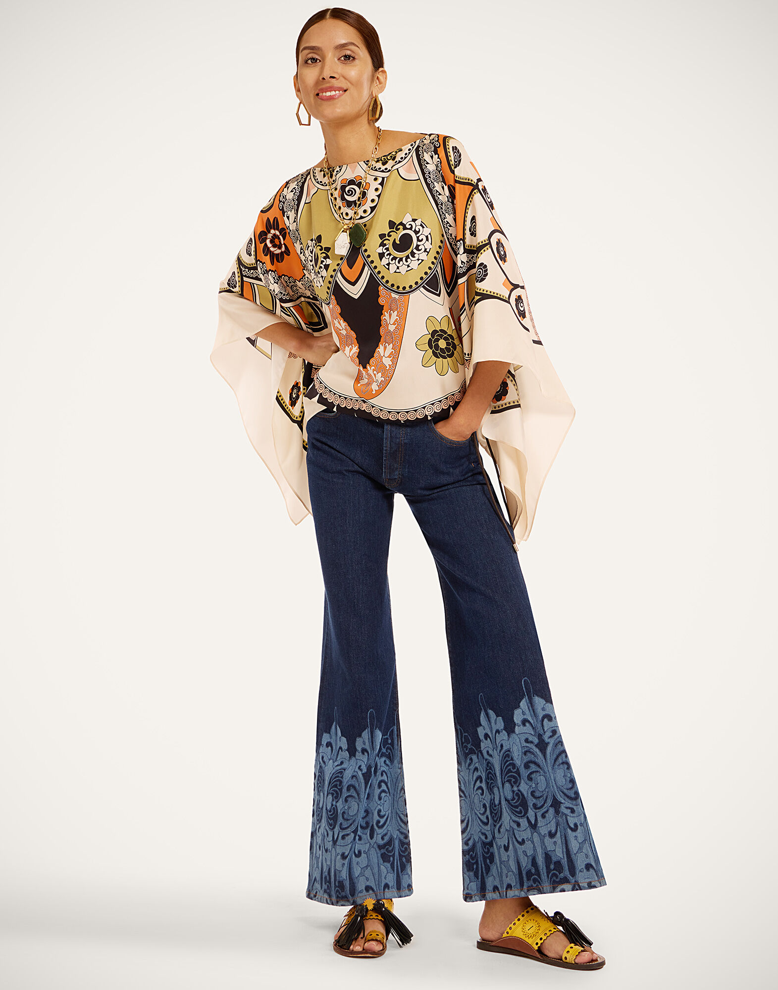 La DoubleJ Foulard Top Plume Plac&eacute;e Ivory TOP0195SIL029PLU03WH04