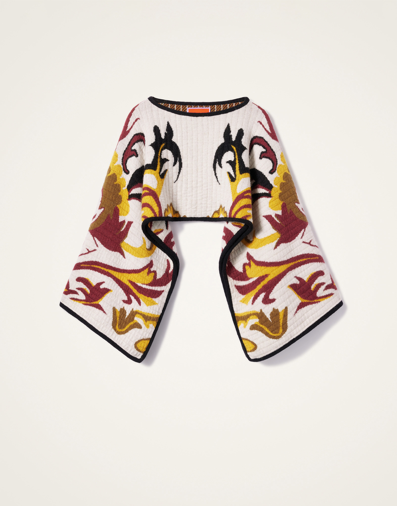 La DoubleJ In My Power Knit Stole La DoubleJ In My Power Knit Stole Multicolor Ivory & Red SCA0082KNI177VA402BR05