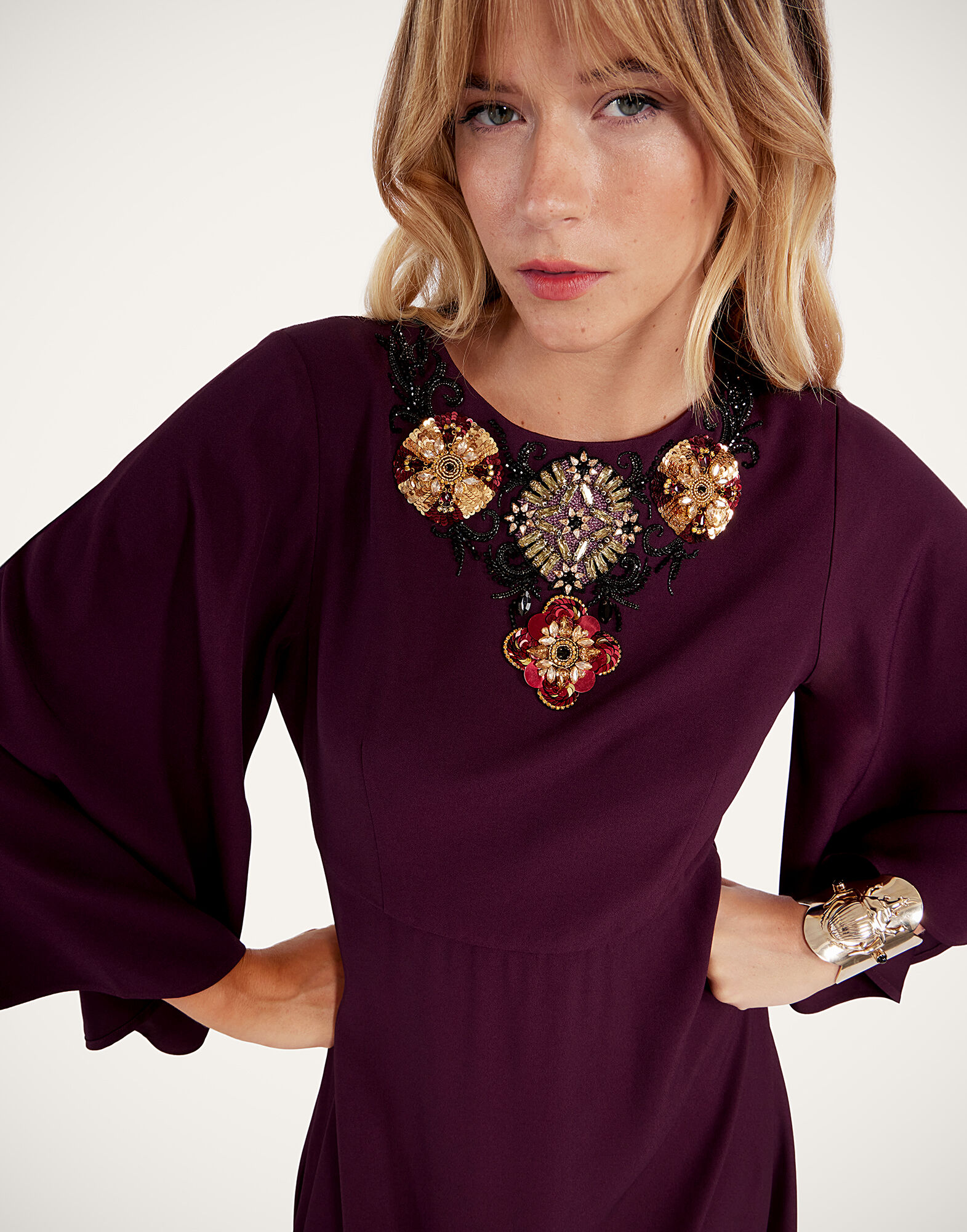 La DoubleJ Long Sorella Dress Solid Burgundy DRE0975SAB001SOLIDRE07