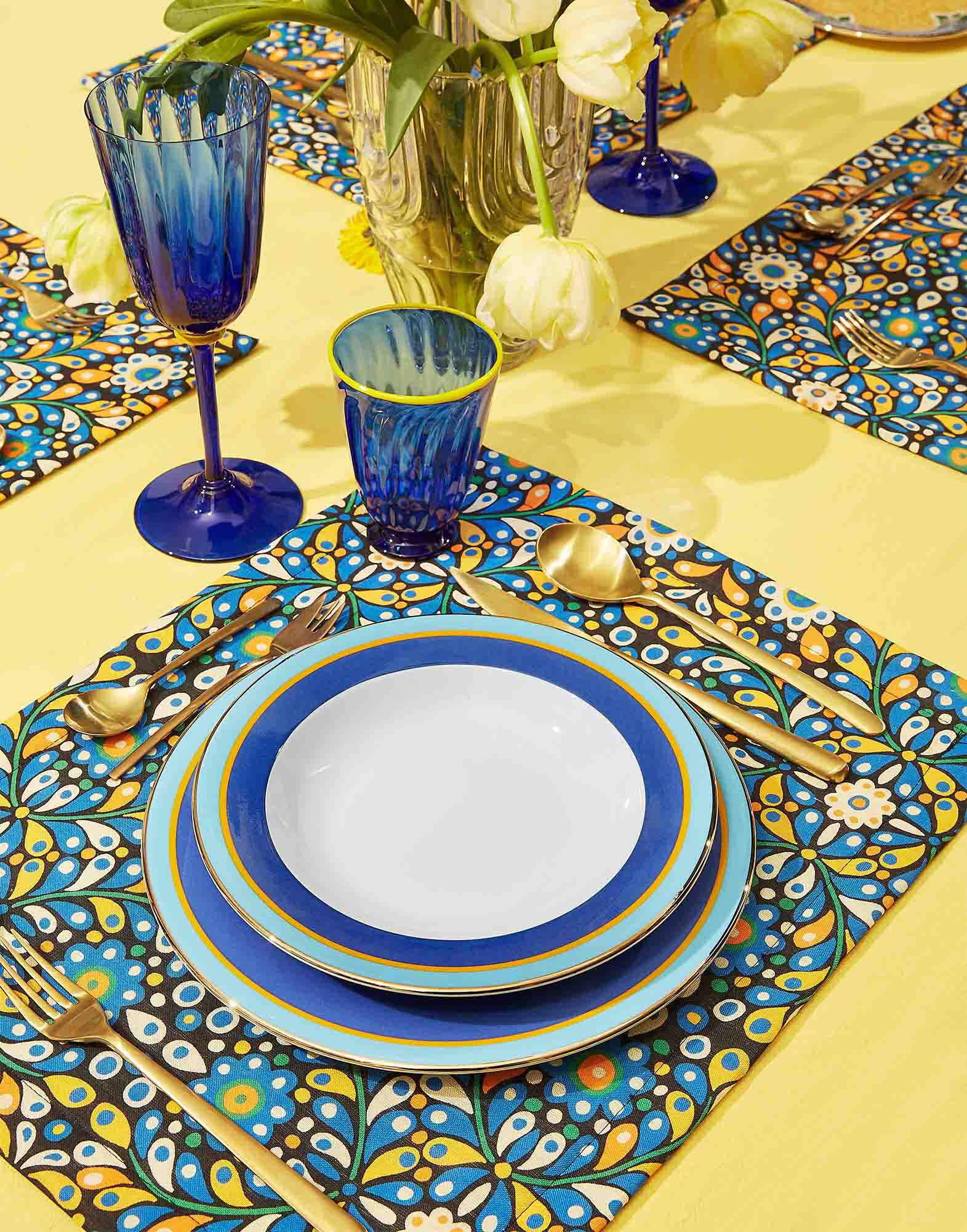 La DoubleJ Placemat Set Of 2 Confetti Blu TBM0001LIN001CON0002