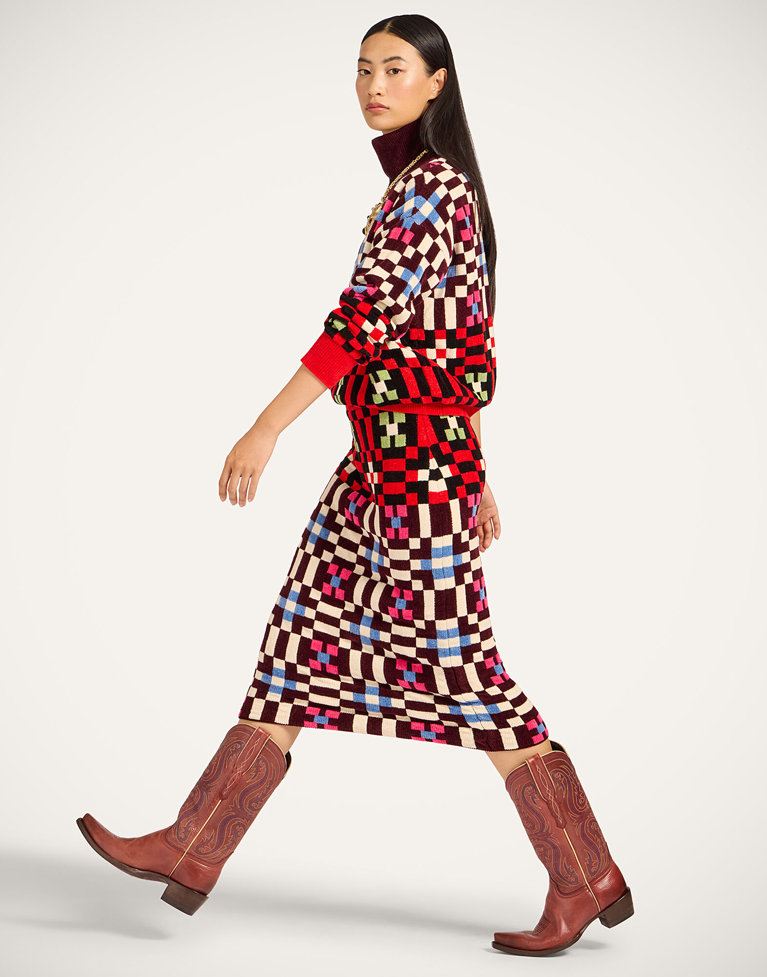 La DoubleJ Byte Skirt Multicolor Pink & Blue SKI0177KNI173VA387RE07