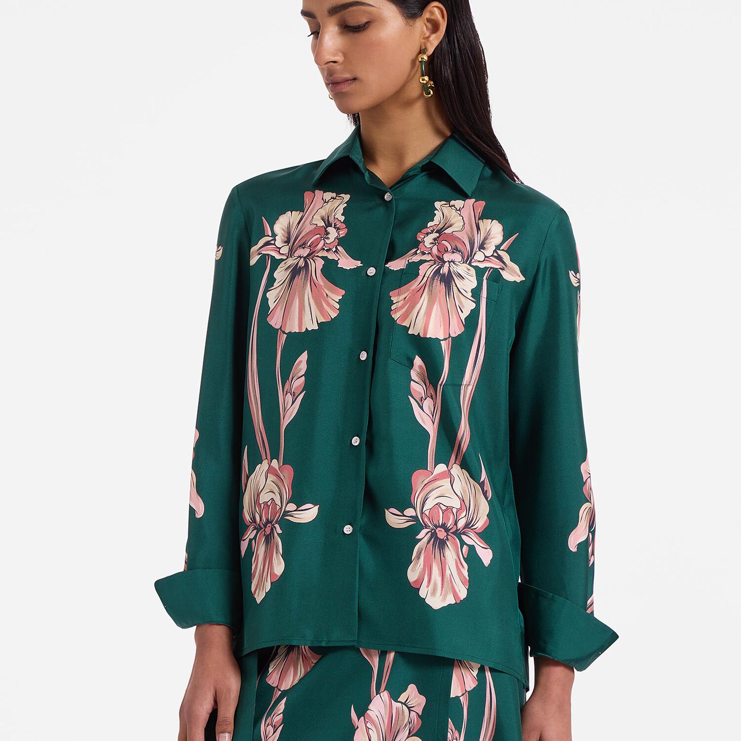 La Doublej Boy Shirt In Iris Placée Dark Green