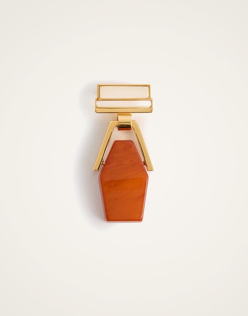 La DoubleJ Portal Brooch La DoubleJ Portal Brooch 24k Gold Plate & Orange Resin BCH0002POL014SOLIDOR02