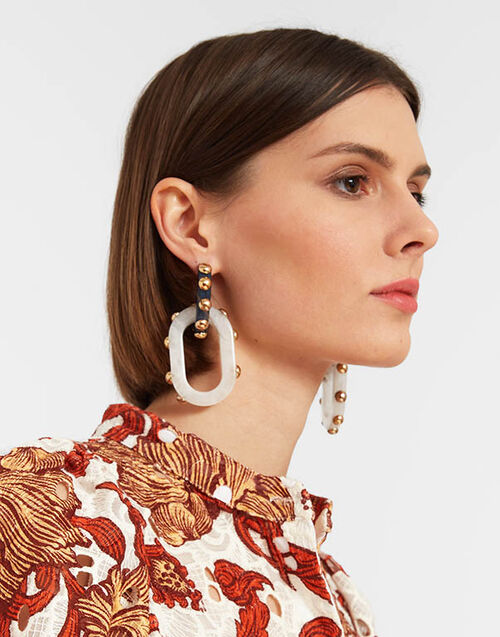 La DoubleJ Nefertiti Double Earrings Solid Teal EAR0040POL004SOLIDBU07