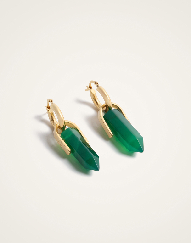 La DoubleJ Pillar Earrings La DoubleJ Pillar Earrings 24K Gold Plate & Aventurine EAR0059BRA003AGA02YE05