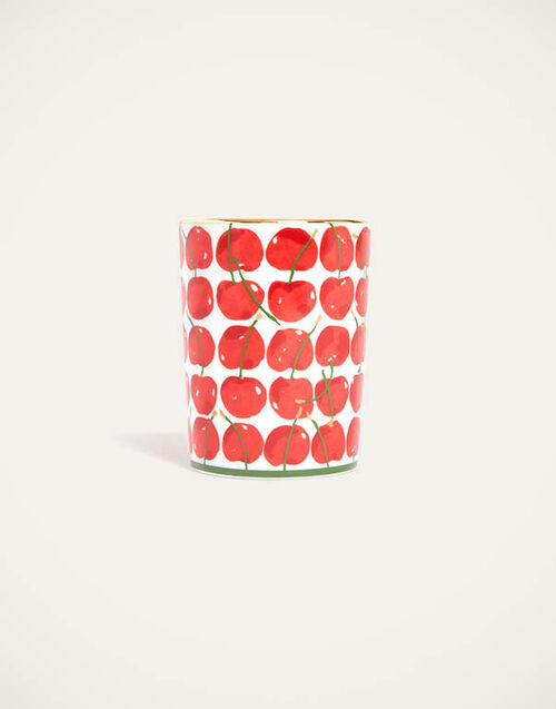La DoubleJ Decorative Cup Cherries Ivory VAS0008CER001CHY05WH04