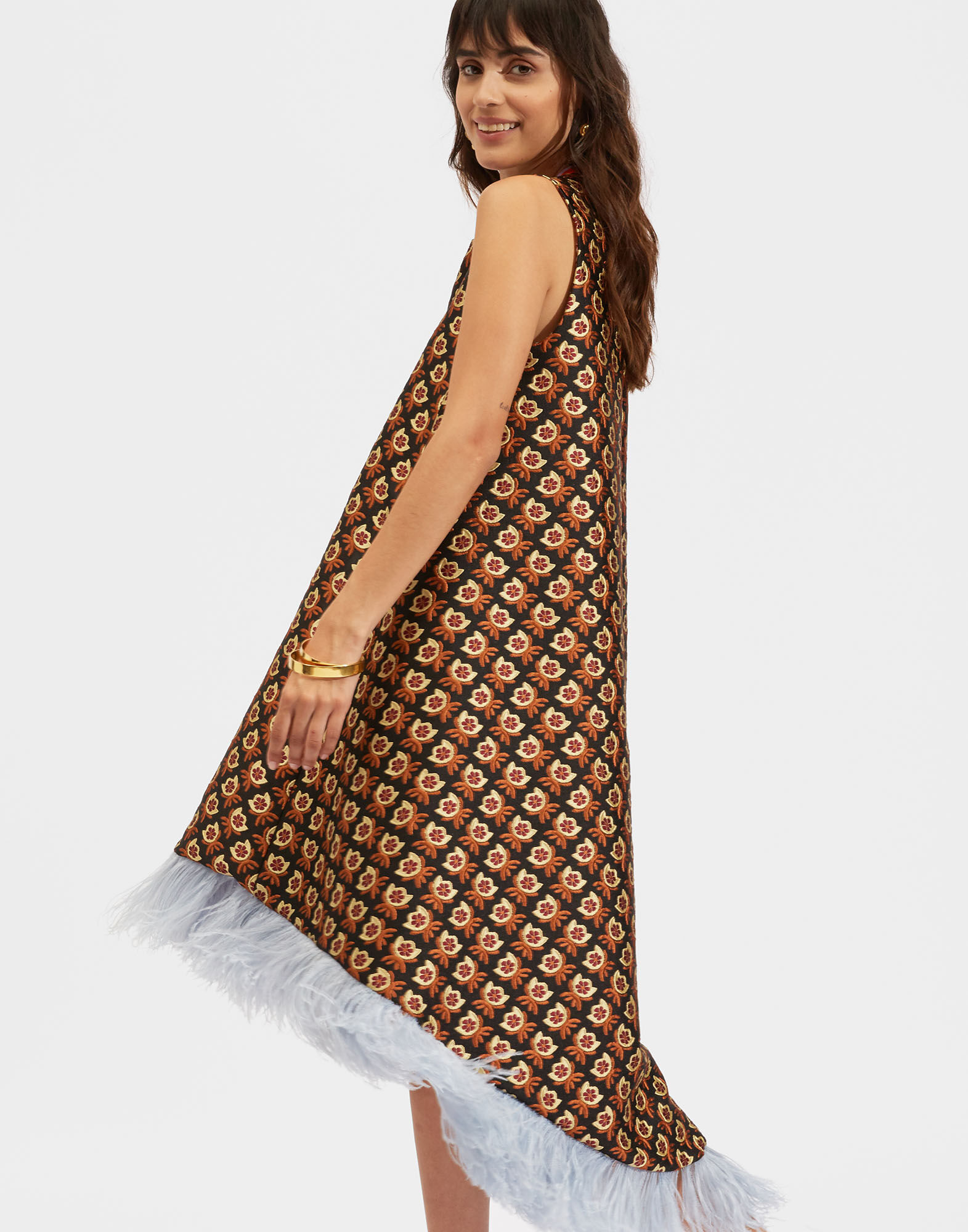 La DoubleJ La Scala High Dress (With Feathers) Bella Nero DRE0211JAC034MUL0049