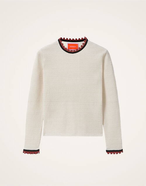 La DoubleJ Picket Crew Neck Solid Ecru PUL0308KNI171SOLIDBR05