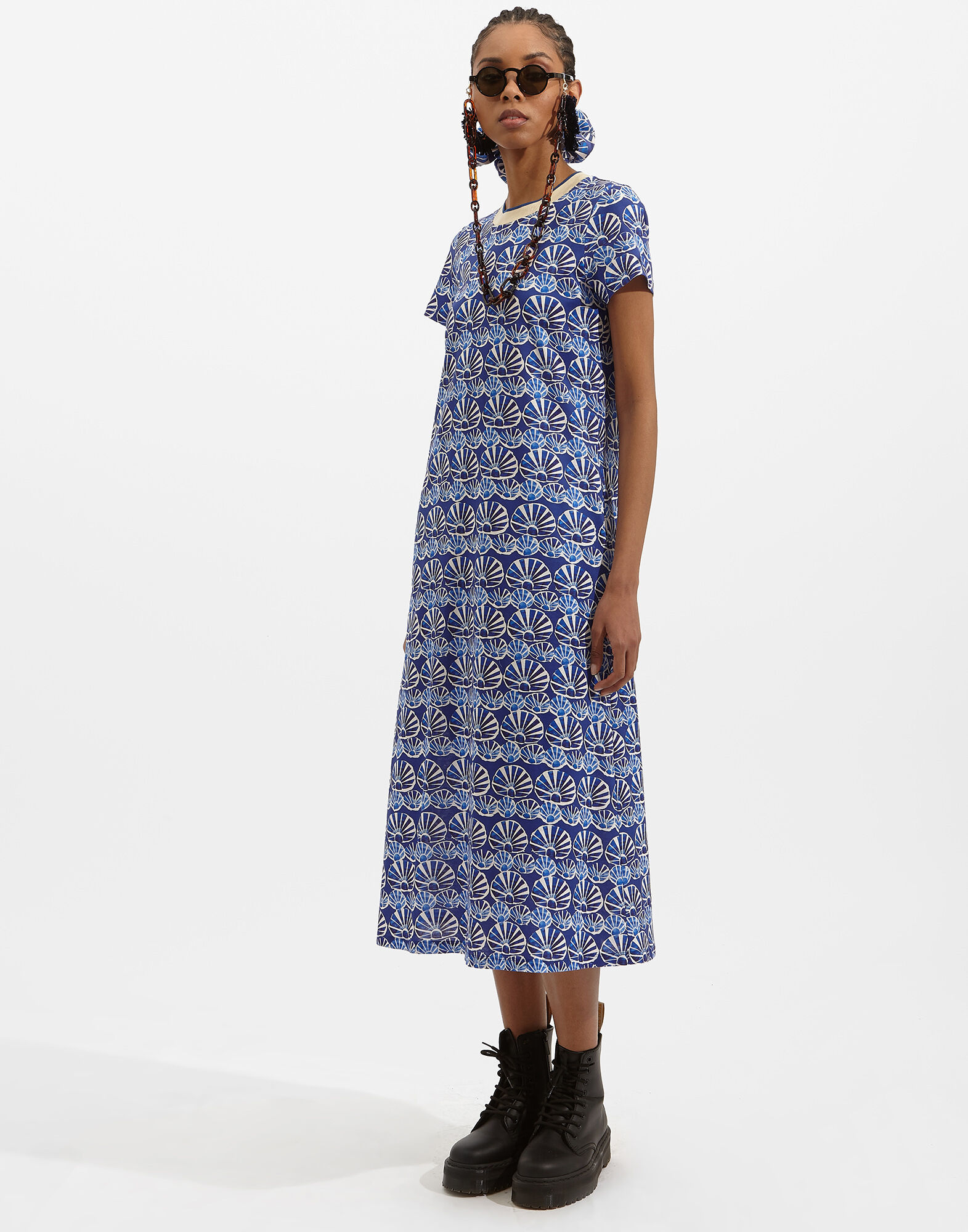 La DoubleJ Sporty Swing Dress Conchiglie DRE0247JER002COH0001