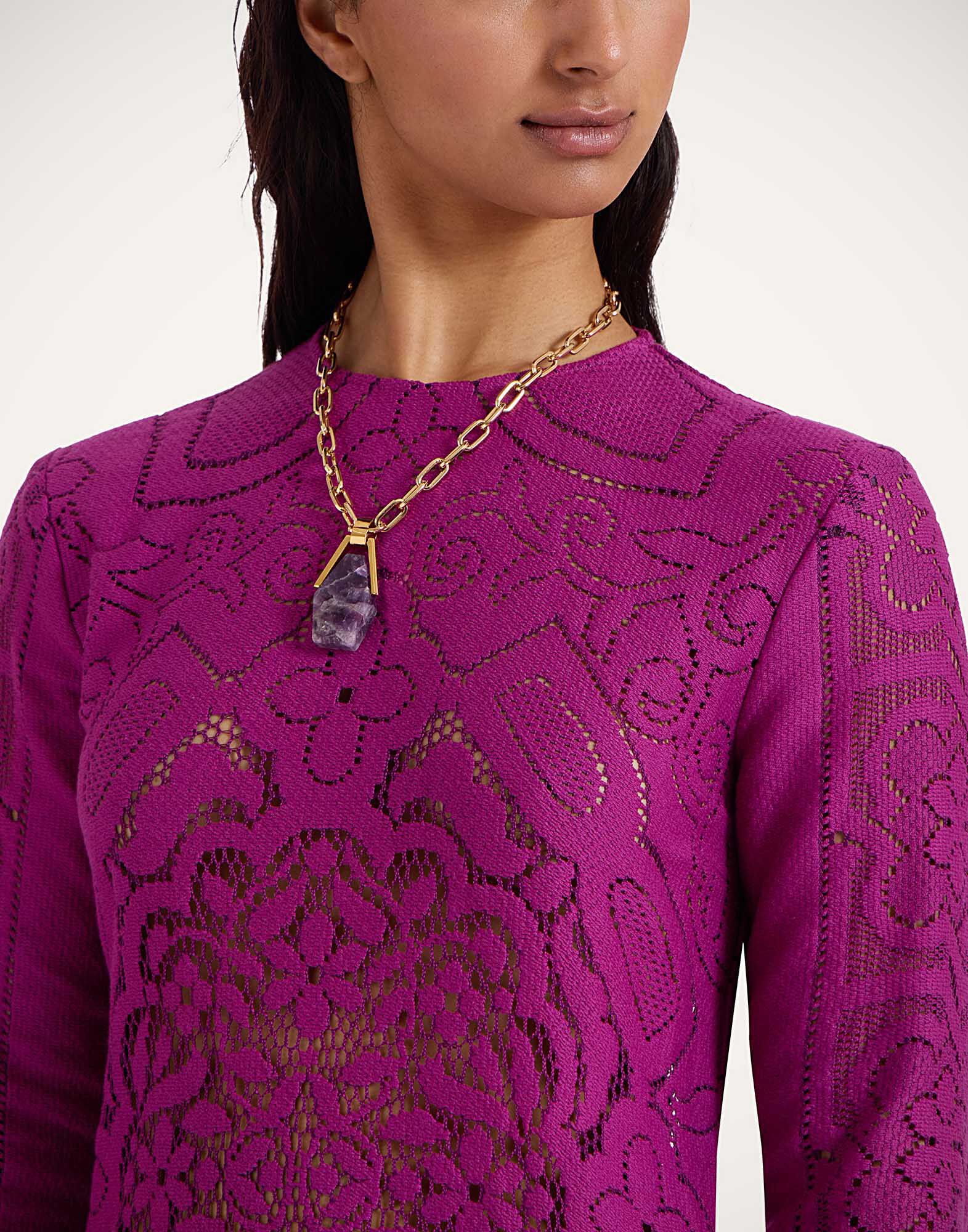 La DoubleJ Lacey Swing Dress Solid Purple DRE0418EMB102SOLIDPU01