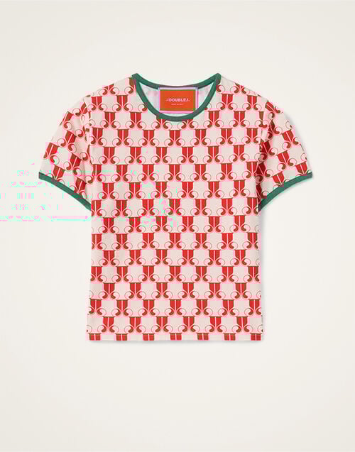 La DoubleJ The Cu-Tee Crop La DoubleJ Monogram Red TSH0068JER076DJM01RE01