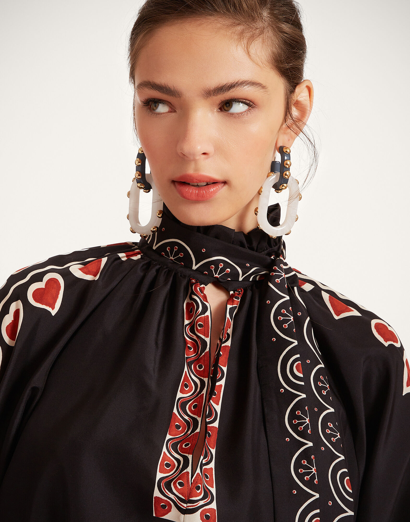 La DoubleJ Cerere Blouse Gattopardo Plac&eacute;e Black SHI0086SIL009GAT01BL01