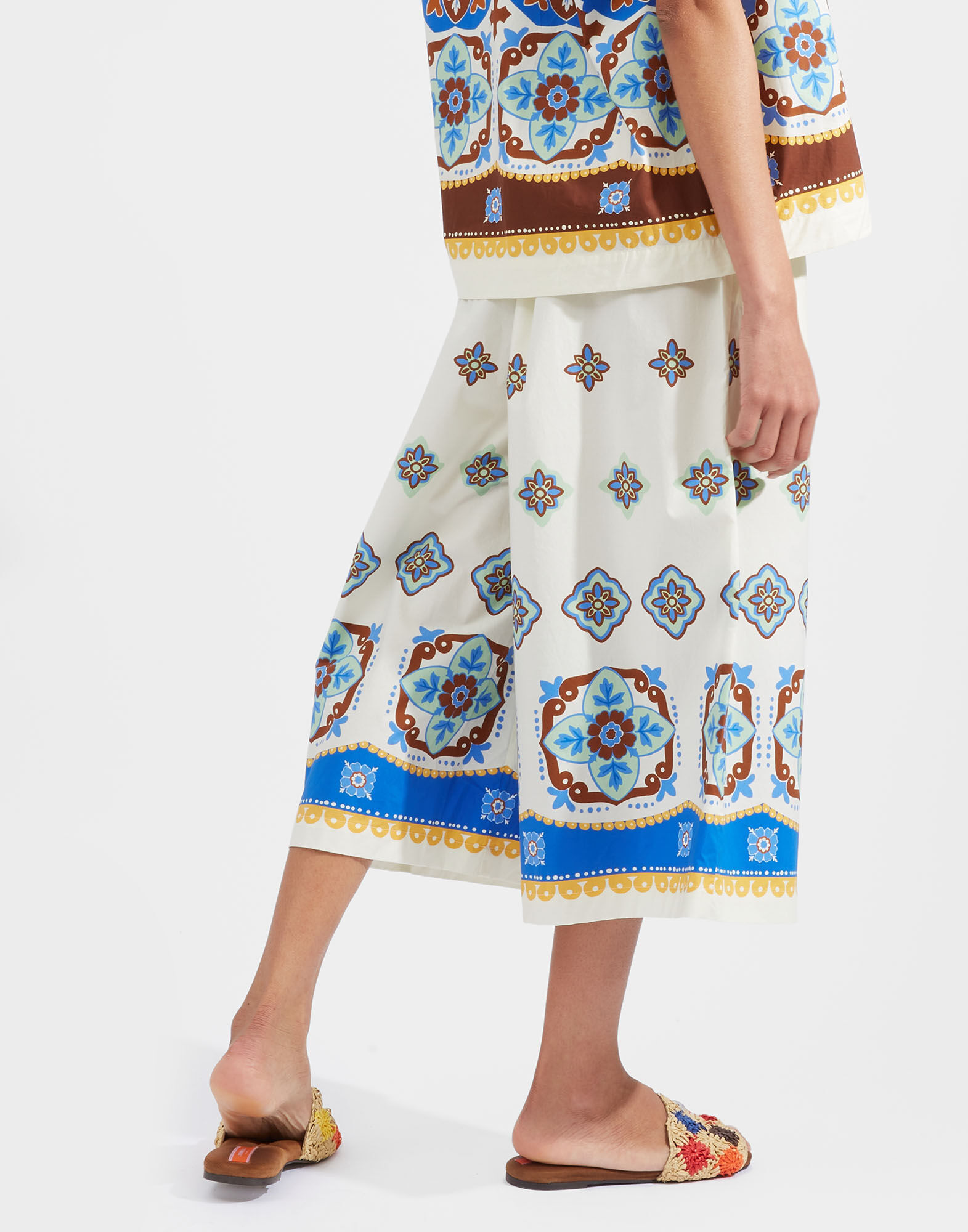 La DoubleJ Cortile Pants Tiles Degrade Placed White TRO0082COT015TIL02WH01