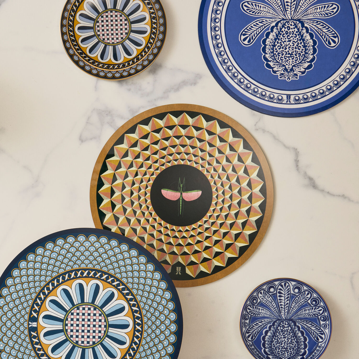 La Doublej Disk Placemats Set Of 2 In Libellula Dark Mustard