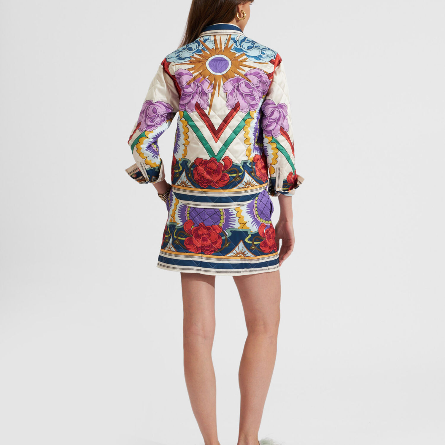 La Doublej Edie Quilted Floral Print Top Jacket In Foulard Liberty Ivory