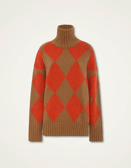 La DoubleJ Argyle Sweater La DoubleJ Argyle Sweater Camel/Orange PUL0091KNI064VAR0123