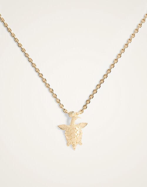 La DoubleJ Turtlair Necklace 24K Gold Plate NEC0057BRA003SOLIDYE05
