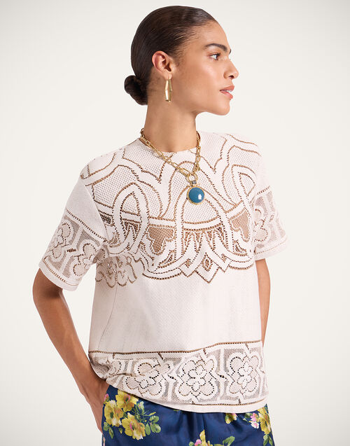 La DoubleJ Lacey House T-Shirt Solid White Smoke TSH0035EMB006SOLIDWH02