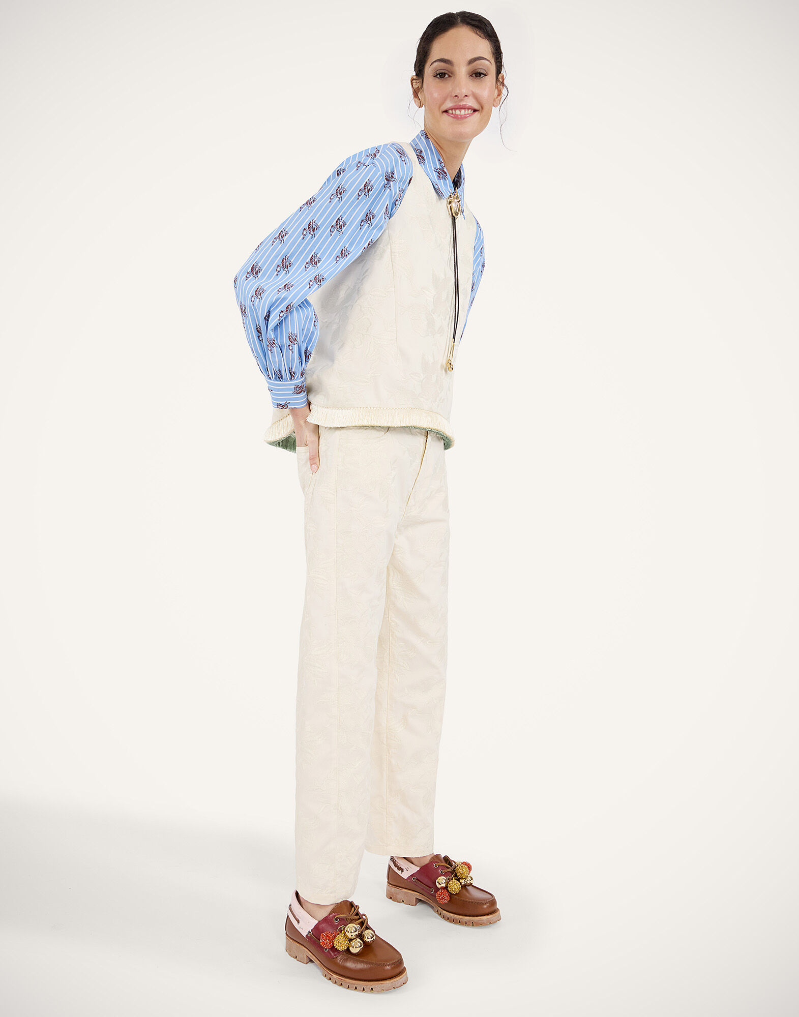 La DoubleJ Fancy Pants Solid Ecru TRO0196COT086SOLIDBR05