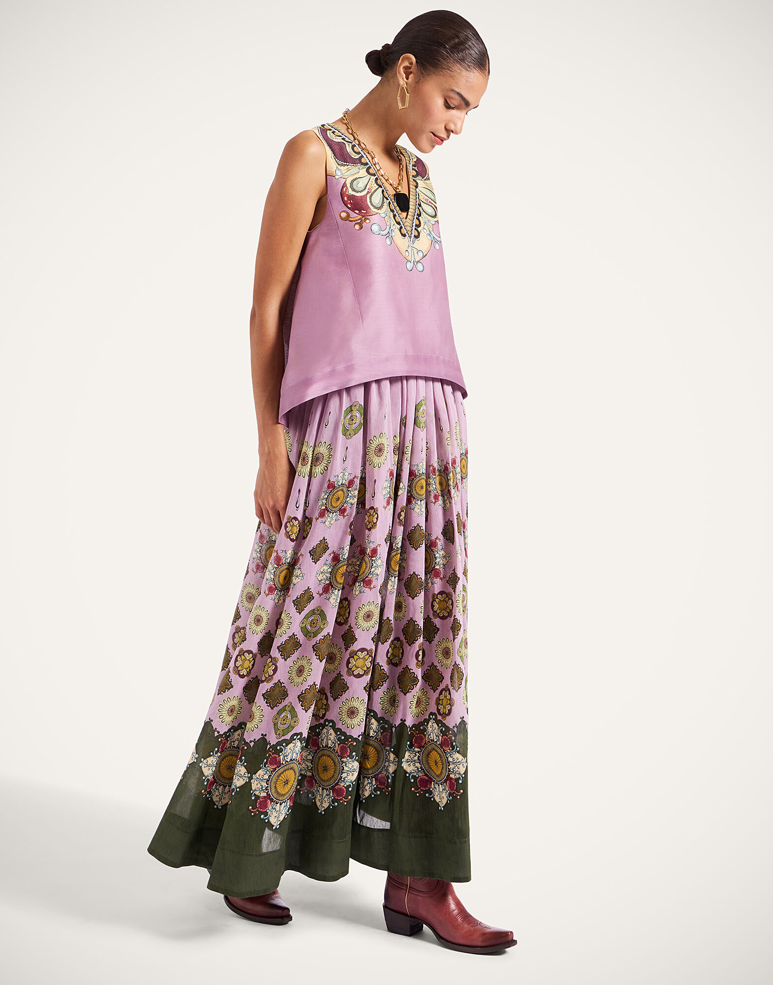 La DoubleJ V-Neck Scala Top Nucleus Plac&eacute;e Dusty Pink TOP0167LIN010NUC06PI10