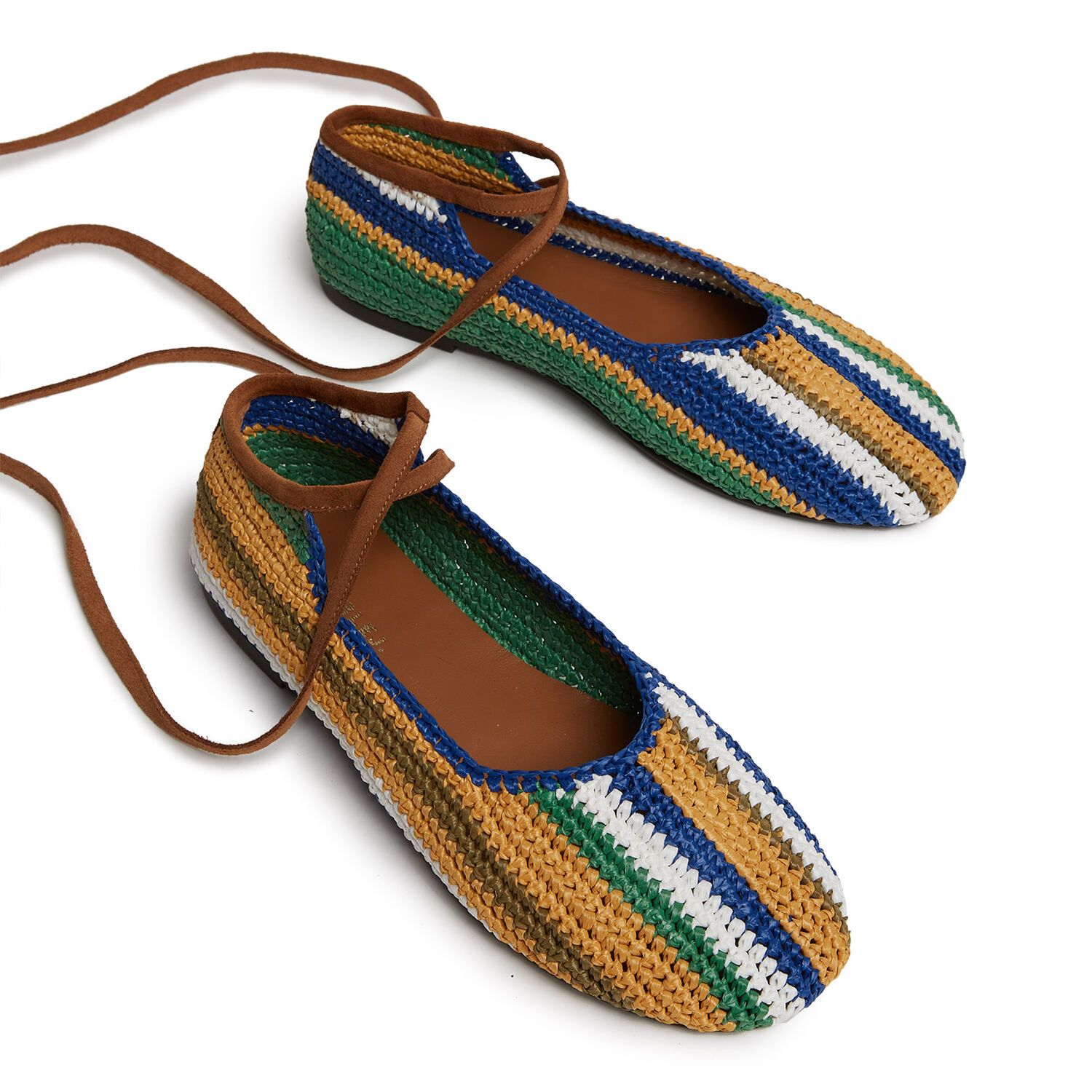 Shop La Doublej Ballerina Flats In Multicolor Blu