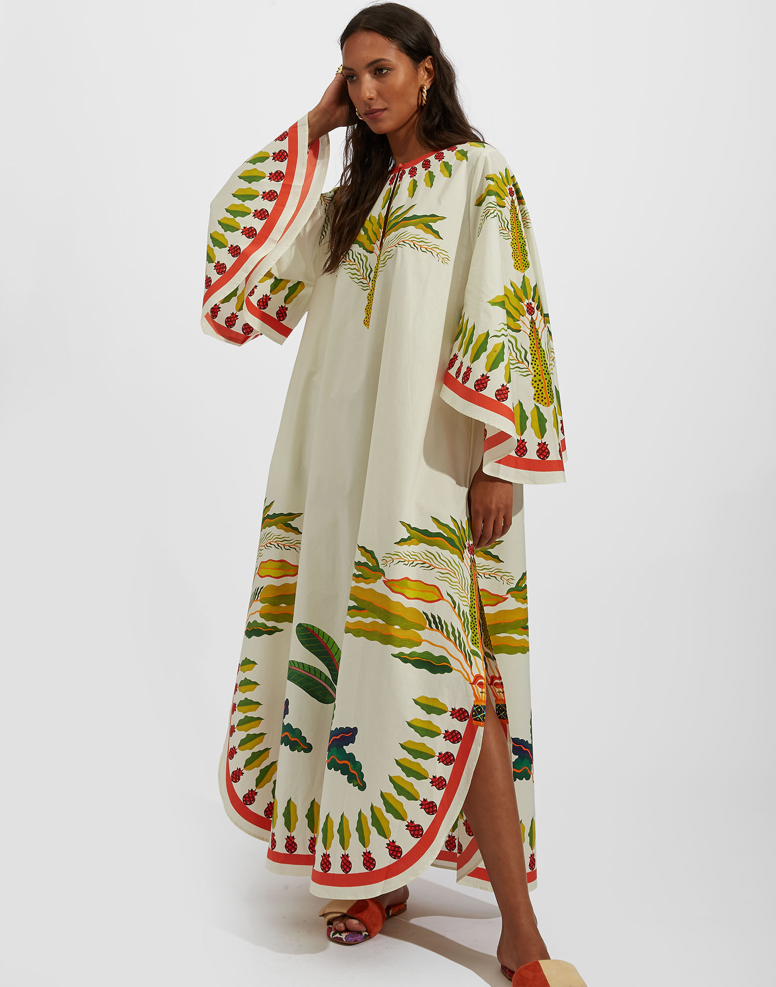 La DoubleJ Flying Dress Palme Plac&eacute;e DRE0347COT015PLM0002