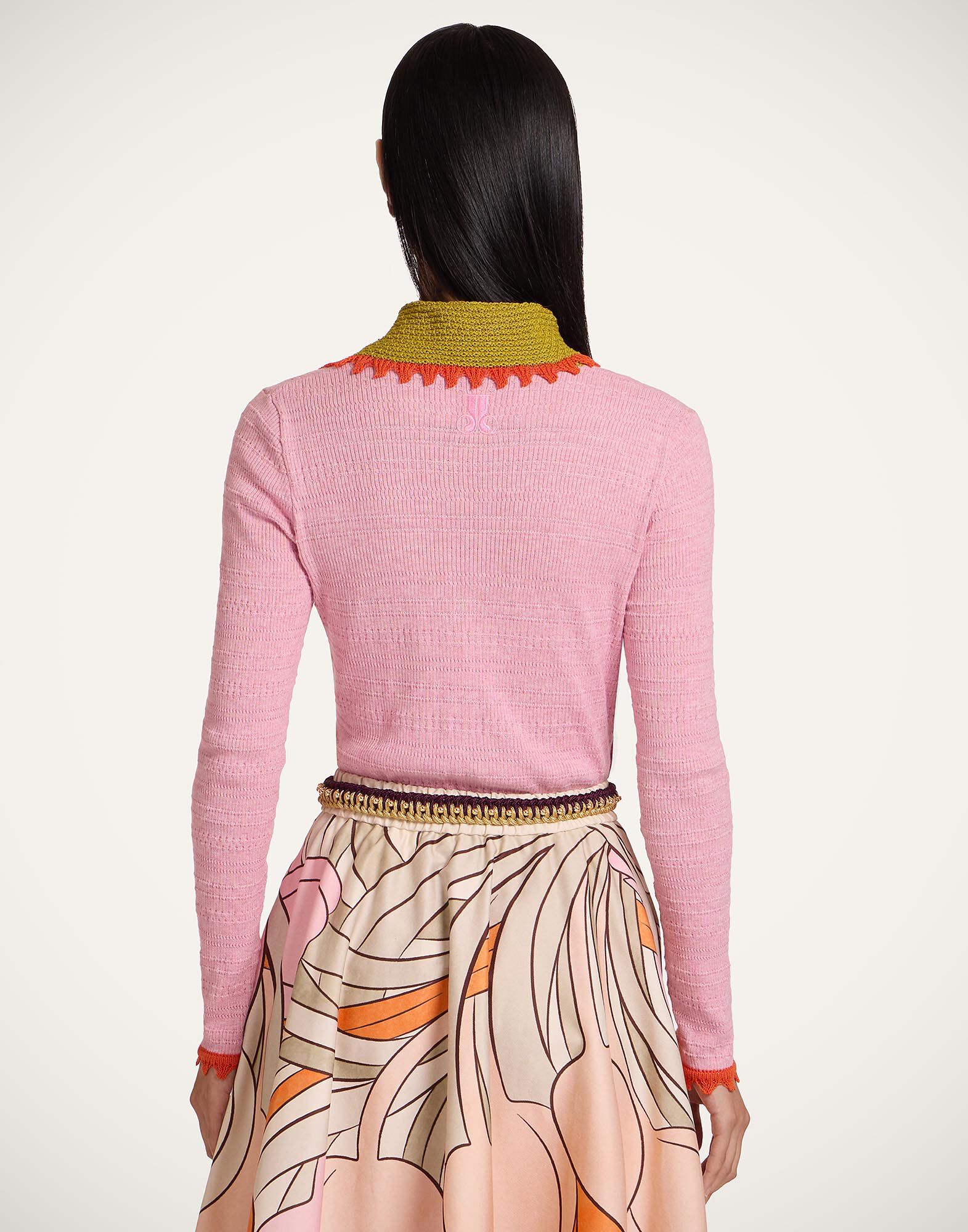 La DoubleJ Picket Polo Jumper Solid Pink PUL0280KNI154SOLIDPI01