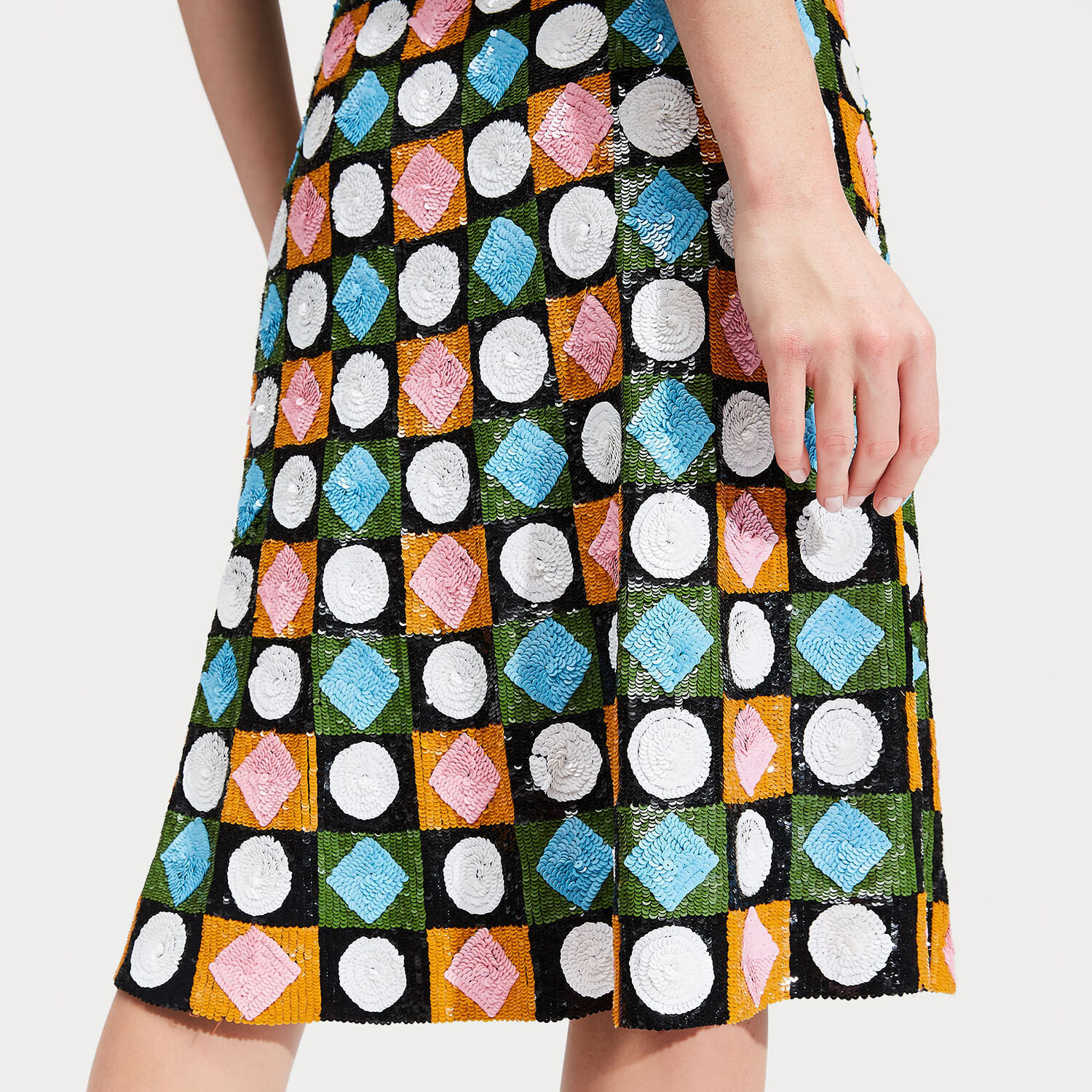 La Doublej Sequinned Geometric-pattern Skirt In Lucky Charms