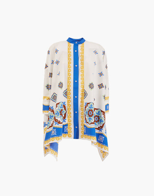 La DoubleJ Foulard Mini Dress Tiles Degrade Placed White DRE0494COT015TIL02WH01