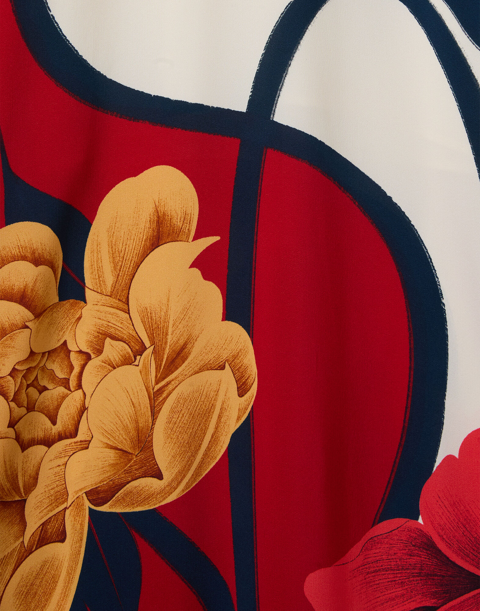 La DoubleJ Long Sleeve Swing Dress Queen Peony Plac&eacute;e Red DRE0231VIS001QPE02RE01