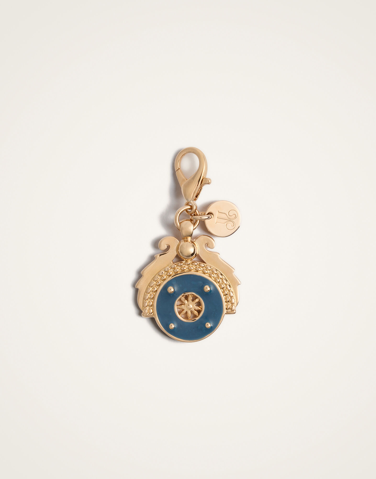 La DoubleJ Medallion Charm 24k Gold Plate & Blue Enamel CHM0009BRA003SOLIDBU03