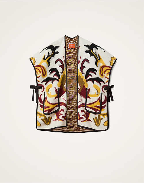 La DoubleJ In My Power Knit Scarf Cape Multicolor Ivory & Red SCA0083KNI177VA402BR05