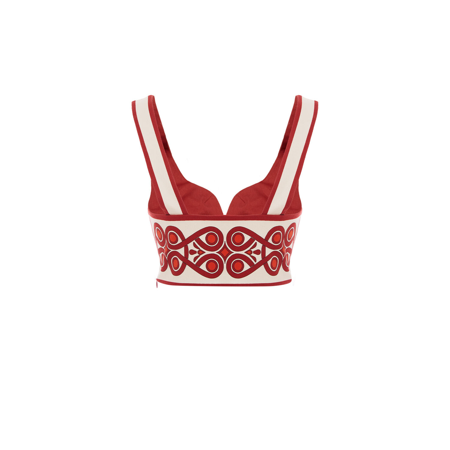 La Doublej Baia Crop Top In Medallion Placée Cream