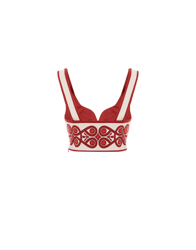 La DoubleJ Baia Crop Top La DoubleJ Baia Crop Top Medallion Placée Cream TOP0094COT037MED01WH03