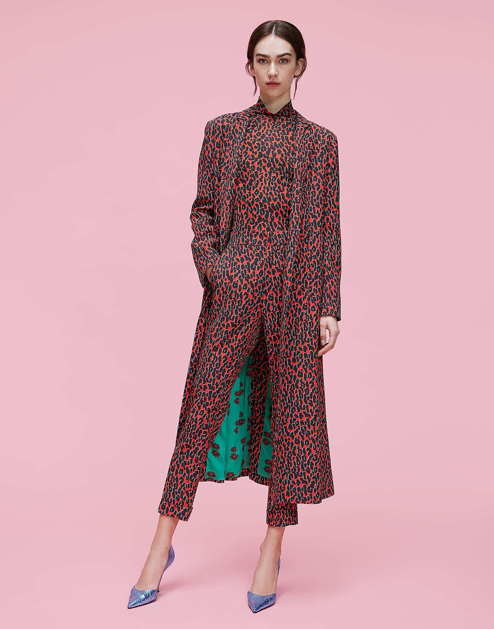 LaDoubleJ Capri Pants Leopard Rosso TRO0009SAB001LEO0002