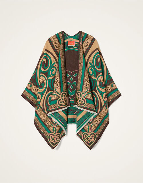 La DoubleJ Soul Poncho Kells Plac&eacute;e Camel SCA0059WOL025KEL03BR04