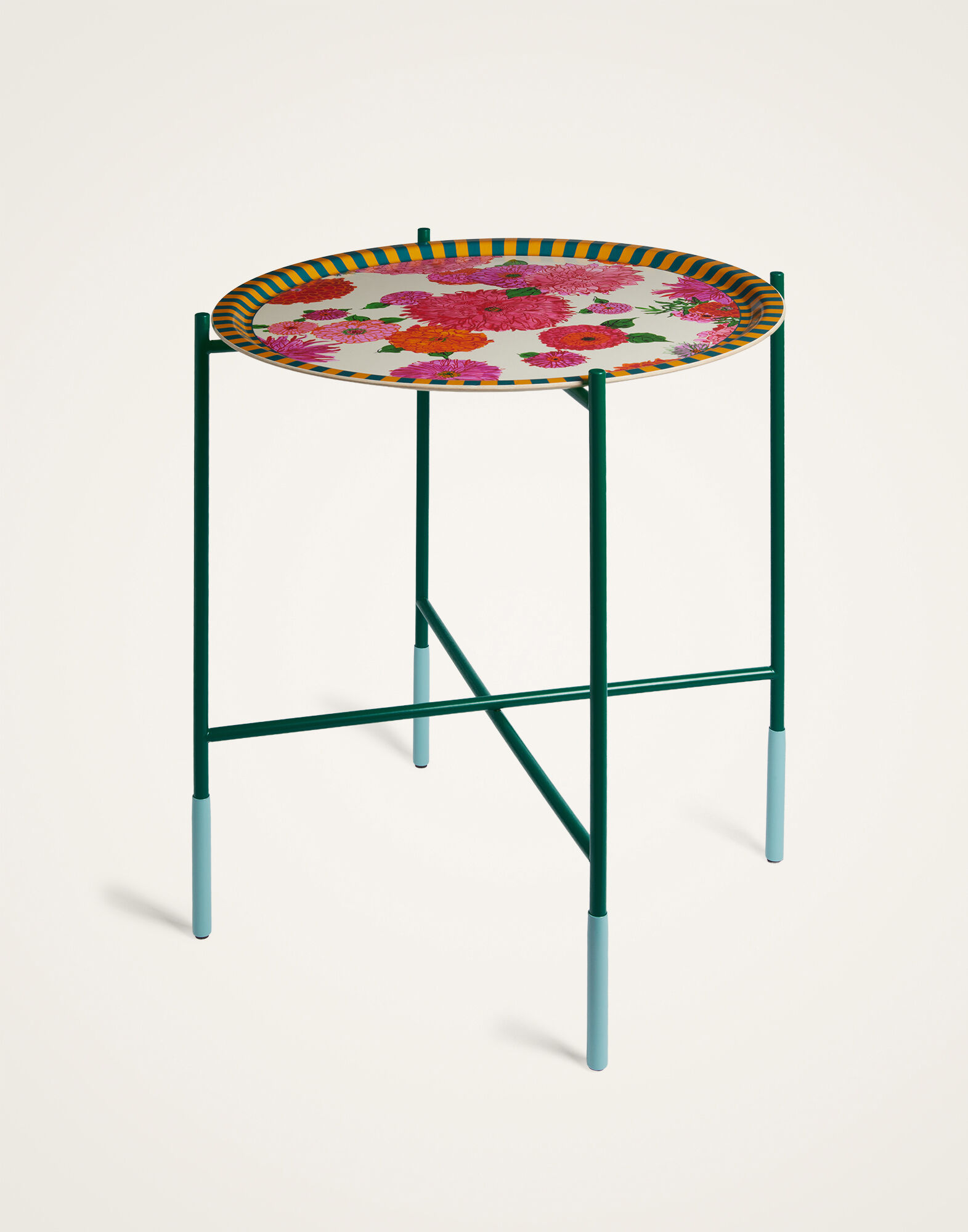 La DoubleJ Large Round Printed Tray Bright Blooms Pink TRA0006WOD001BRB03PI01