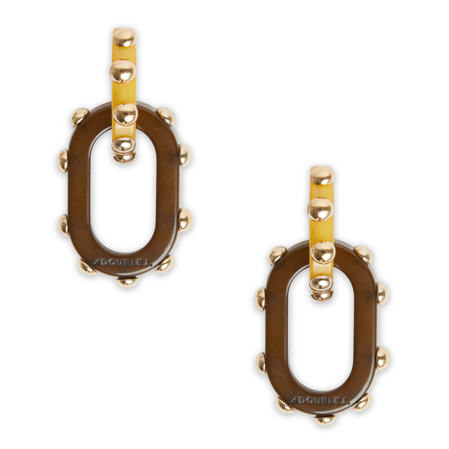 Shop La Doublej Nefertiti Double Earrings In Solid Yellow
